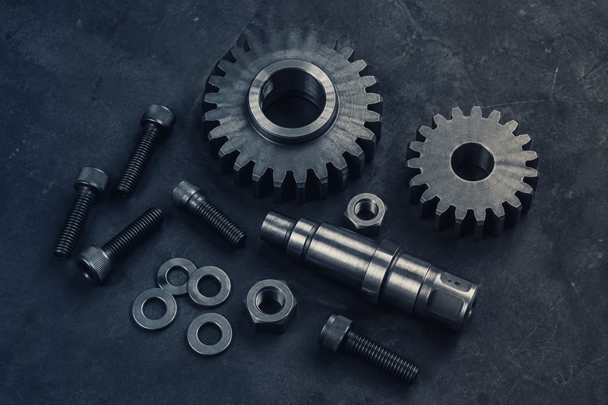 Gears, fasteners, and machined assembly parts